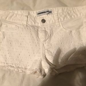 White jean cutoff shorts